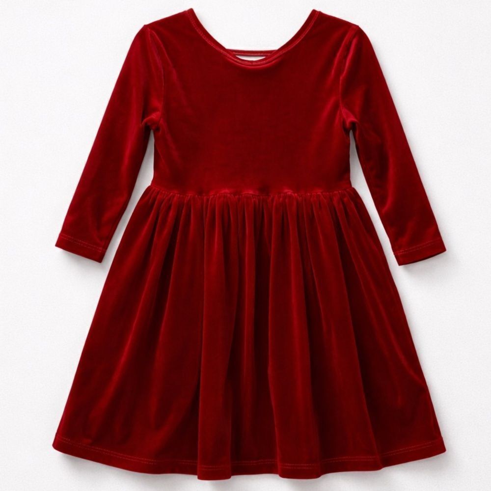 Mila and Rose red velour velvet long sleeve dress holiday party event size 4T